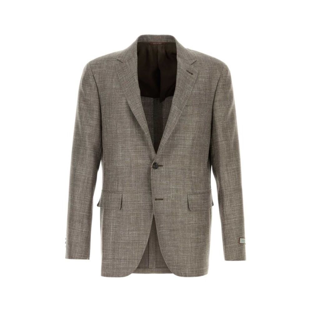 Canali Men Melange Grey Wool Blend Blazer